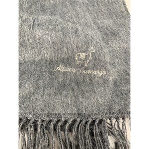 Alpaca Camargo Gray Silver Peruvian Alpaca Wool Scarf Tiny Flaw to Fringe